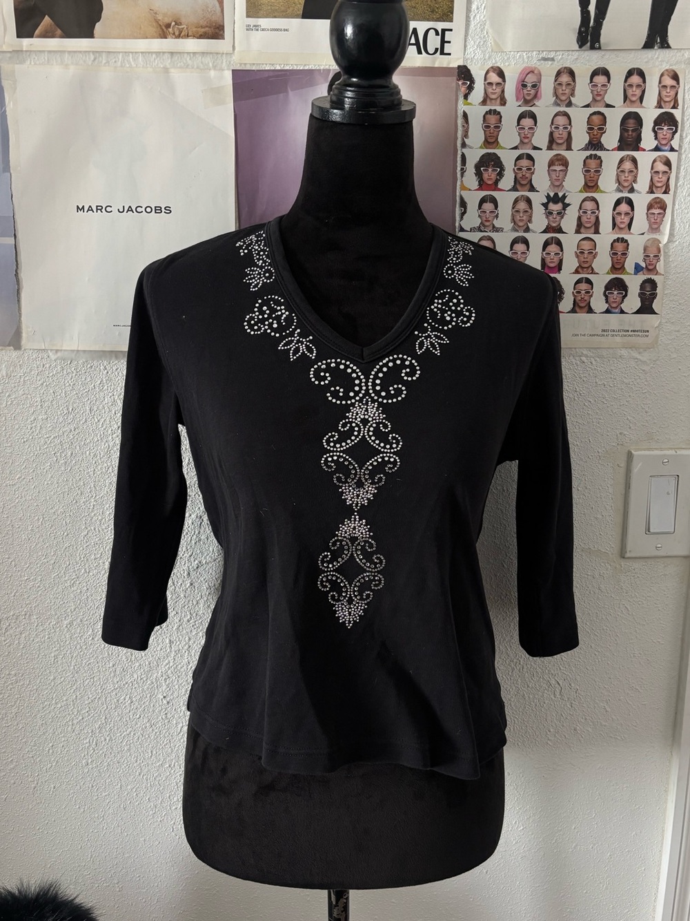 90s R&B collections black blouse